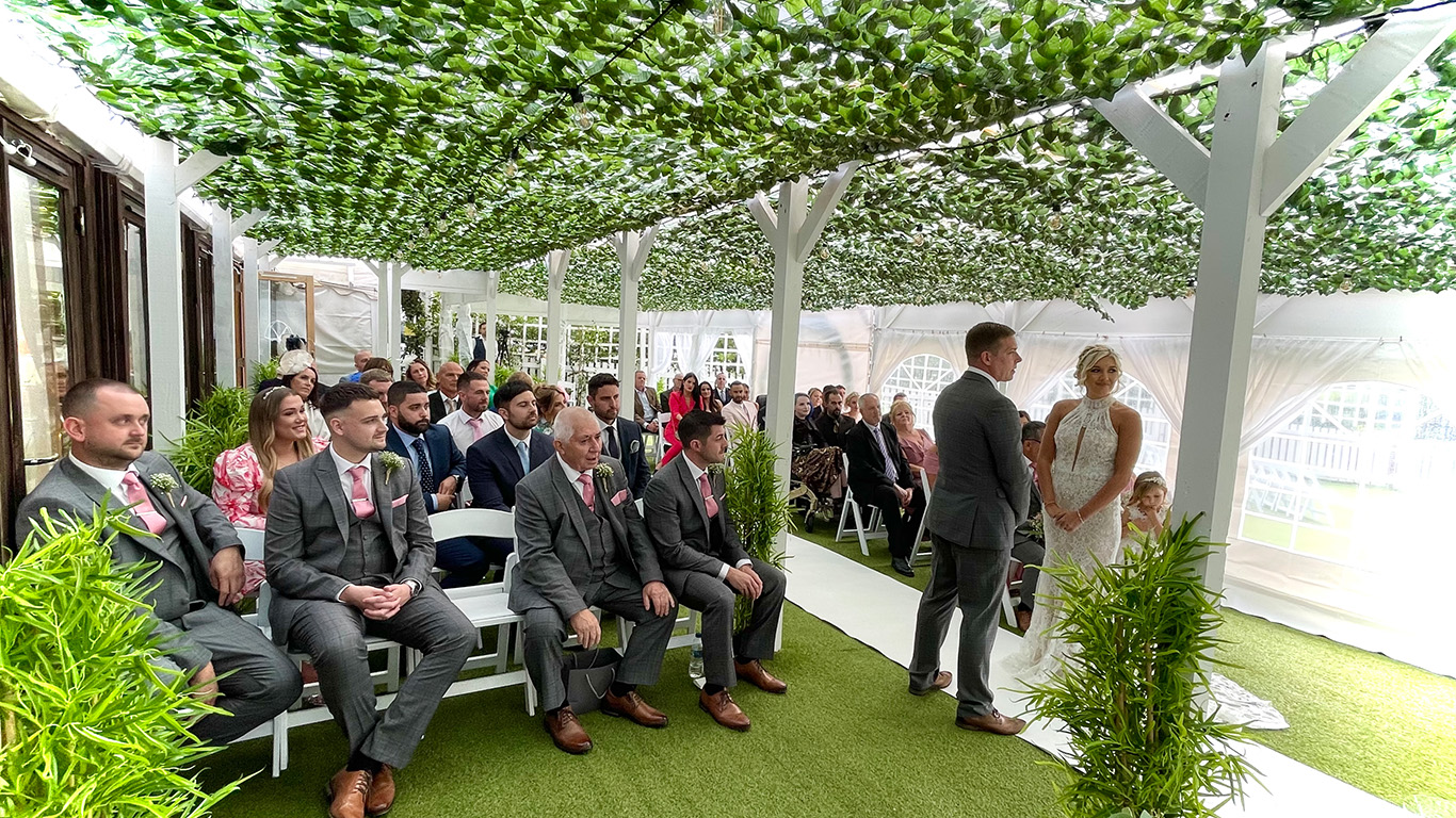 Getting Married in our covered garden area