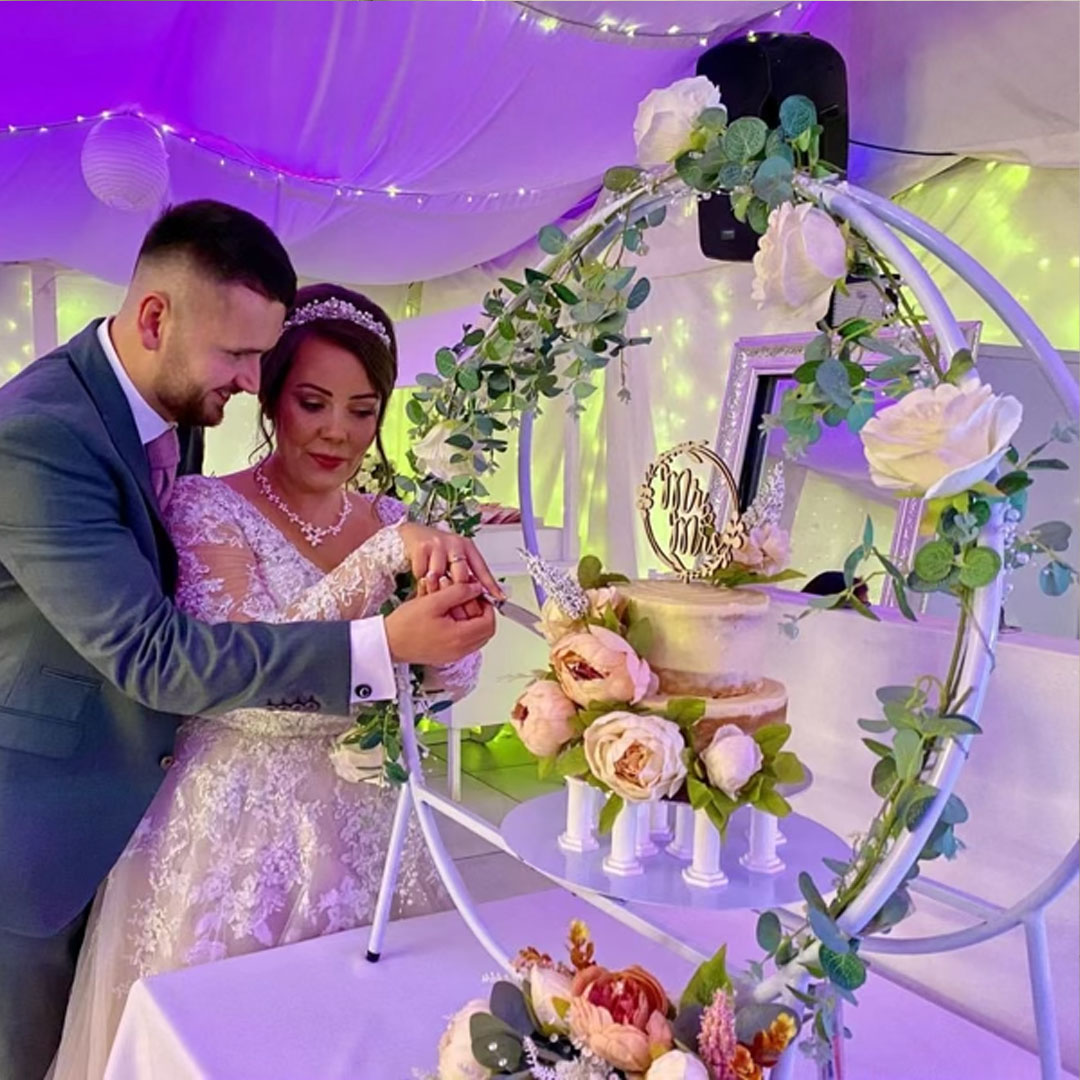 The beautiful Cake-stand included at The Caerphilly Marquee Wedding Venue