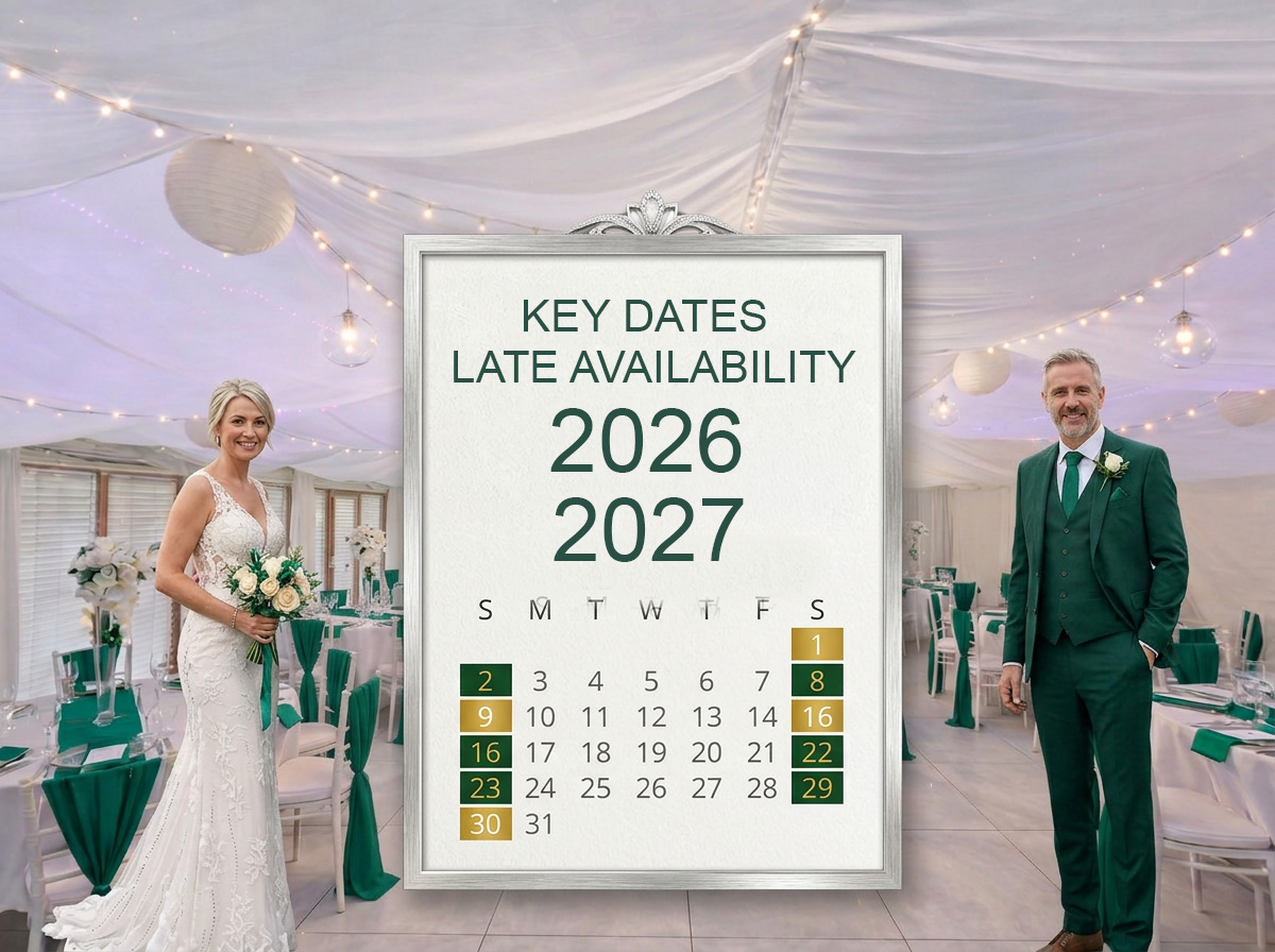 late wedding date availability at the Marquis Ridgeway, Caerphilly, South Wales